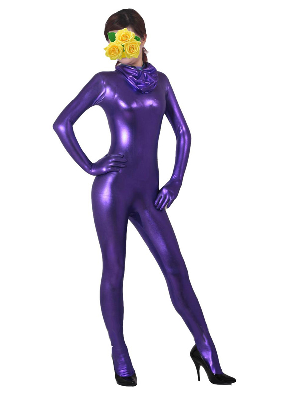 Purple Shiny Metallic Full Body Zentai Suit - Click Image to Close